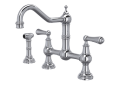 ROHL U.4756L-APC-2 Edwardian Bridge Kitchen Faucet with Sidespray - Polished Chrome