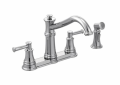 Moen® 7255C Belfield™ Kitchen Faucet, 1.5 gpm Flow Rate, 8 in Center, Fixed Spout, Polished Chrome, 2 Handles, Domestic