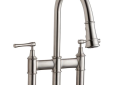 Elkay LKEC2037LS Elkay Explore Three Hole Bridge Faucet with Pull-down Spray and Lever Handles Lustrous Steel