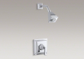 Kohler T462-4V-CP Rite-Temp(R) Pressure-Balancing Shower Faucet, Stately Design and Deco Handle
