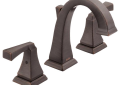 DELTA® 3551-RBMPU-DST Dryden™ Widespread Bathroom Faucet, 1.2 gpm at 60 psi Flow Rate, 3-3/4 in H Spout, 4 to 16 in Center, Venetian Bronze, 2 Handles, Metal Push Pop-Up Drain, Import