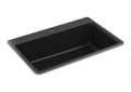 Kohler® 8437-1-CM1 Kennon® Kitchen Sink, Rectangular Shape, 1 Faucet Holes, 22 in W x 10-1/8 in H, Top/Undermount Mounting, Neoroc® Composite, Matte Black