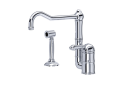 ROHL A3608LMWSAPC-2 Acqui Single Hole Column Spout Kitchen Faucet with Sidespray - Polished Chrome