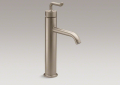 Kohler 14404-4-BV Tall Single-Control Lavatory Faucet, Smile Design Handle