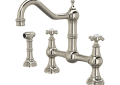 ROHL U.4755X-PN-2 Edwardian Bridge Kitchen Faucet with Sidespray - Polished Nickel
