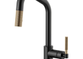 Brizo® 63063LF-BLGL Litze™ Pull-Down Kitchen Faucet, 1.8 gpm Flow Rate, Matte Black/Luxe Gold, 1 Handles, 1 Faucet Holes, Function: Traditional, Domestic