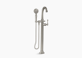 Kohler K-T97332-4-BN Kelston Floor-Mounted Bath Tub Filler Trim with Handshower - Vibrant Brushed Nickel