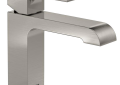 DELTA® 567LF-SSMPU Ara® Centerset Lavatory Faucet, Commercial, 1.2 gpm Flow Rate, 5-1/4 in H Spout, 1 Handles, Pop-Up Drain, 1/3 Faucet Holes, Stainless Steel, Function: Traditional