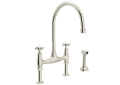 ROHL U.4718X-PN-2 Georgian Era Bridge Kitchen Faucet with Sidespray - Polished Nickel