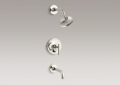Kohler T14421-4-SN Rite-Temp(R) Pressure-Balancing Bath and Shower Faucet Trim, 7-3/4" Spout and Lever Handle