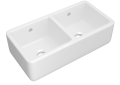 Shaws RC3719WH Lancaster Bowl Apron Fireclay Kitchen Sink, Rectangular Shape, Deck Mounting, White/Parchment