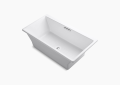 Kohler K-894-F62-0 67 inch x 36 inch Reve Freestanding Bath Tub with Brilliant Blanc Base and Center Drain - White