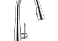 DELTA® 9113T-DST Touch2O® Essa® Pull-Down Kitchen Faucet, 1.8 gpm Flow Rate, Polished Chrome, 1 Handles, 1 Faucet Holes, Function: Traditional, Domestic