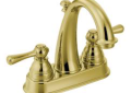 Moen® 6121P Kingsley® Centerset Bathroom Faucet, Polished Brass, 2 Handles, Metal Pop-Up Drain, 1.2 to 1.5 gpm Flow Rate