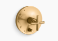 Kohler K-T14501-3-2MB Purist(R) Rite-Temp(R) Valve Trim with Push-Button Diverter and Cross Handle - Vibrant Brushed Moderne Brass