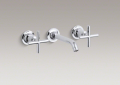 Kohler T14413-3-CP Two-Handle Wall-Mount Lavatory Faucet Trim, 6-1/4" Spout, Cross Handles