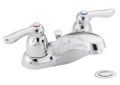 Moen® 8917 M-BITION™ Centerset Bathroom Faucet, Polished Chrome, 2 Handles, Metal Pop-Up Drain, 1.2 gpm Flow Rate