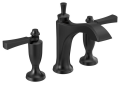 DELTA® 3556-BLMPU-DST Dorval™ Widespread Bathroom Faucet, Commercial/Residential, 1.2 gpm Flow Rate, 4-15/16 in H Spout, 4 to 16 in Center, Matte Black, 2 Handles, Pop-Up Drain, Domestic