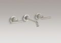 Kohler T14413-4-BN Two-Handle Wall-Mount Lavatory Faucet Trim, 6-1/4" Spout, Lever Handles