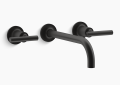 Kohler K-T14414-4-BL Purist(R) Wall-Mount Bathroom Sink Faucet Trim with Lever Handles, 1.2 GPM - Matte Black