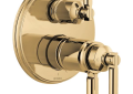 Brizo® T75576-PG TempAssure® Thermostatic Valve With Integrated 3-Function Diverter Trim, 7.2 gpm Valve, Polished Gold