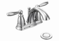 Moen® 66610 Brantford™ Centerset Bathroom Faucet, Polished Chrome, 2 Handles, 50/50 Pop-Up Drain, 1.5 gpm Flow Rate