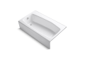 Kohler® 713-0 Villager™ Bathtub With Integral Apron, Soaking Hydrotherapy, Rectangular Shape, 60 in L x 34-1/4 in W, Left Drain, Enamel Coated/White