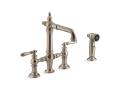 Kohler® 76520-4-BV 76520-4 Artifacts® Two-Hole Kitchen Sink, 1.5 gpm Flow Rate, 8 in Center, Fixed Spout, Vibrant Brushed Bronze, 2 Handles