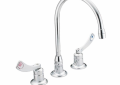 Moen® 8225 Widespread Kitchen Faucet, M-DURA™, 1.5 gpm Flow Rate, 8 in Center, Polished Chrome, 2 Handles, Import