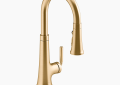 Kohler K-23764-2MB Tone(R) Pull-Down Kitchen Sink Faucet with Three-Function Sprayhead - Vibrant Brushed Moderne Brass