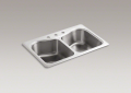 Kohler 3369-3-NA Double-Basin Self-Rimming Kitchen Sink