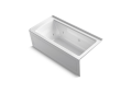 Kohler® 1947-RA-0 Archer® Bathtub With Integral Flange and Integral Apron, Whirlpool, Rectangular Shape, 60 in L x 30 in W, Right Drain, White