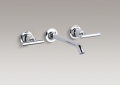 Kohler T14415-4-CP Two-Handle Wall-Mount Lavatory Faucet Trim, 8-1/4" Spout, Lever Handles