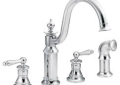 Moen® S712 Waterhill™ Kitchen Faucet, 1.5 gpm Flow Rate, 8 in Center, Polished Chrome, 2 Handles, Domestic