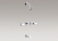 Kohler T15231-4S-CP Three-Handle Bath and Shower Faucet Trim, Lever Handles