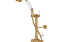ROHL U.5373N-ULB Riser Diverter Handshower Hose Parking Bracket & 8" Thermostatic Outlet - Unlacquered Brass