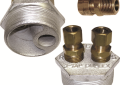 Beckett 14468 2 inch X 3/8 inch Cast Iron 3-Way Duplex Tank Bushing with Fittings