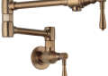 Brizo® 62810LF-BZ Traditional Pot Filler Faucet, 4 gpm Flow Rate, Swivel Spout, Brilliance® Brushed Bronze, 2 Handles, Import