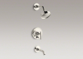 Kohler T14420-4-SN Rite-Temp(R) Pressure-Balancing Bath and Shower Faucet, Lever Handle