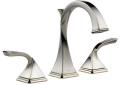 Brizo® 65330LF-PN Virage® Widespread Lavatory Faucet, Commercial, 1.5 gpm Flow Rate, 4-7/8 in H Spout, 6 to 16 in Center, Polished Nickel, 2 Handles, Pop-Up Drain, Import