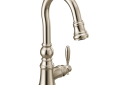 Moen® S53004NL Weymouth™ Pulldown Bar Faucet, 1.5 gpm Flow Rate, Polished Nickel, 1 Handles, 1 Faucet Holes, Domestic