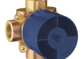GROHE 29902000 Concetto Diverter Rough-In Valve With 1/2 in NPT Plasterguard, 1/2 in FNPT Inlet x 1/2 in FNPT Outlet, 3 Ways, Brass Body, Import