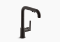 Kohler K-7505-BL Purist (R) Single-hole Kitchen Sink Faucet with 8" Pullout Spout - Matte Black