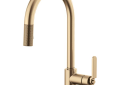 Brizo® 63044LF-GL Litze™ Pull-Down Kitchen Faucet, 1.8 gpm Flow Rate, Luxe Gold, 1 Handles, 1 Faucet Holes, Function: Traditional, Domestic