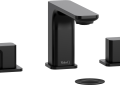 RIOBEL EQ08BK EQ08 Equinox Bathroom Faucet, 1.2 gpm Flow Rate, 4-5/8 in H Spout, 8 to 16 in Center, Black, 2 Handles, Push Button Drain, Import