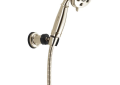 DELTA® 55433-PN Wall Mount Hand Shower, 3 in Dia 3 Shower Head, 1.75 gpm Flow Rate, 60 in L Hose, 1/2 in Connection, Polished Nickel, Import