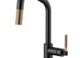 Brizo® SMARTTOUCH® 64063LF-BLGL Litze™ Pull-Down Kitchen Faucet, 1.8 gpm Flow Rate, Matte Black/Luxe Gold, 1 Handles, 1 Faucet Holes, Function: Traditional, Domestic
