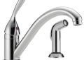 DELTA® 175-DST Classic Kitchen Faucet, 1.8 gpm Flow Rate, Swivel Spout, Polished Chrome, 1 Handles, Domestic