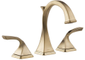 Brizo® 65330LF-GL Virage® Widespread Lavatory Faucet With Plated Flange and Stopper, 1.5 gpm Flow Rate, 4-7/8 in H Spout, 6 to 16 in Center, Luxe Gold, 1 Handles, Metal Pop-Up Drain, Import