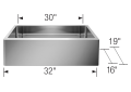 Blanco 522213 QUATRUS™ Super Single Bowl Apron Front Kitchen Sink, Rectangle Shape, 32 in W x 19 in H, Under Mount, 304 Stainless Steel, Satin, Import